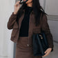 Jetta Mini Skirt - Chocolate Brown Suede Look