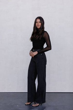 Dakitah Long-sleeve Top - Black Mesh