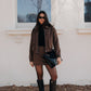 Jetta Mini Skirt - Chocolate Brown Suede Look