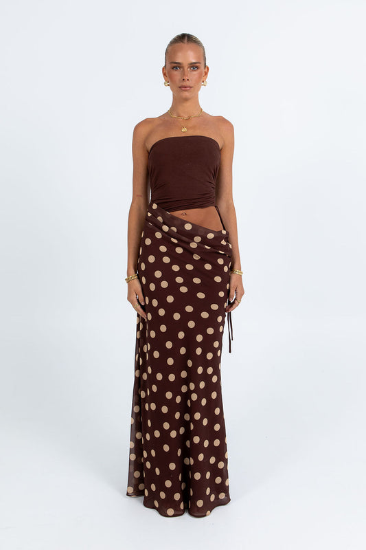 Bessina Maxi Dress - Chocolate/Mocha Polka Dot