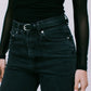 Arlowe Skinny Belt - Black/Silver