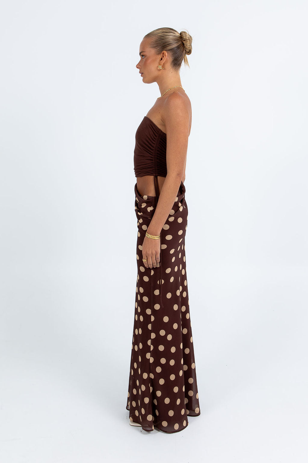 Bessina Maxi Dress - Chocolate/Mocha Polka Dot