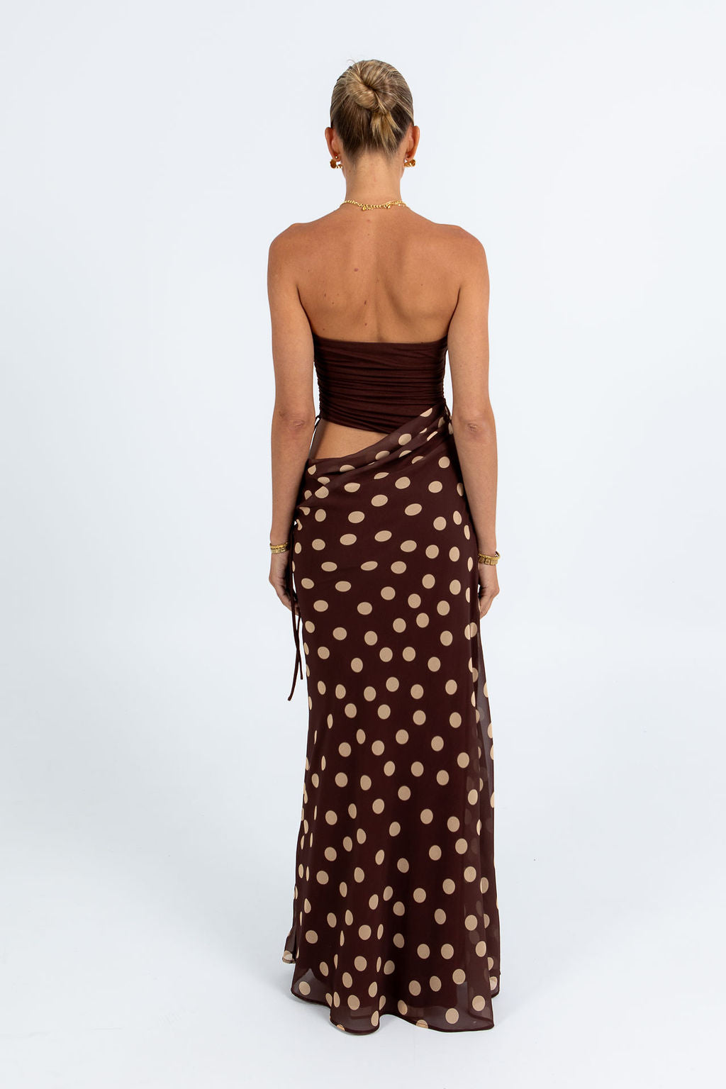 Bessina Maxi Dress - Chocolate/Mocha Polka Dot