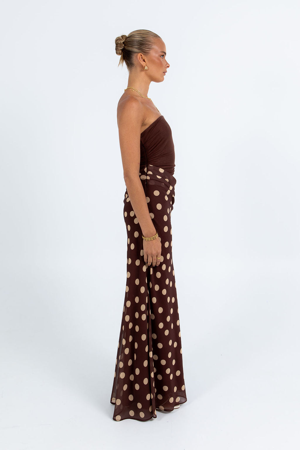 Bessina Maxi Dress - Chocolate/Mocha Polka Dot