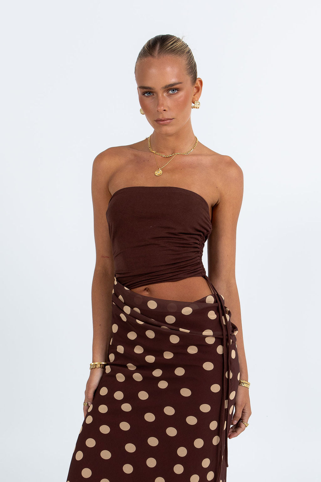 Bessina Maxi Dress - Chocolate/Mocha Polka Dot