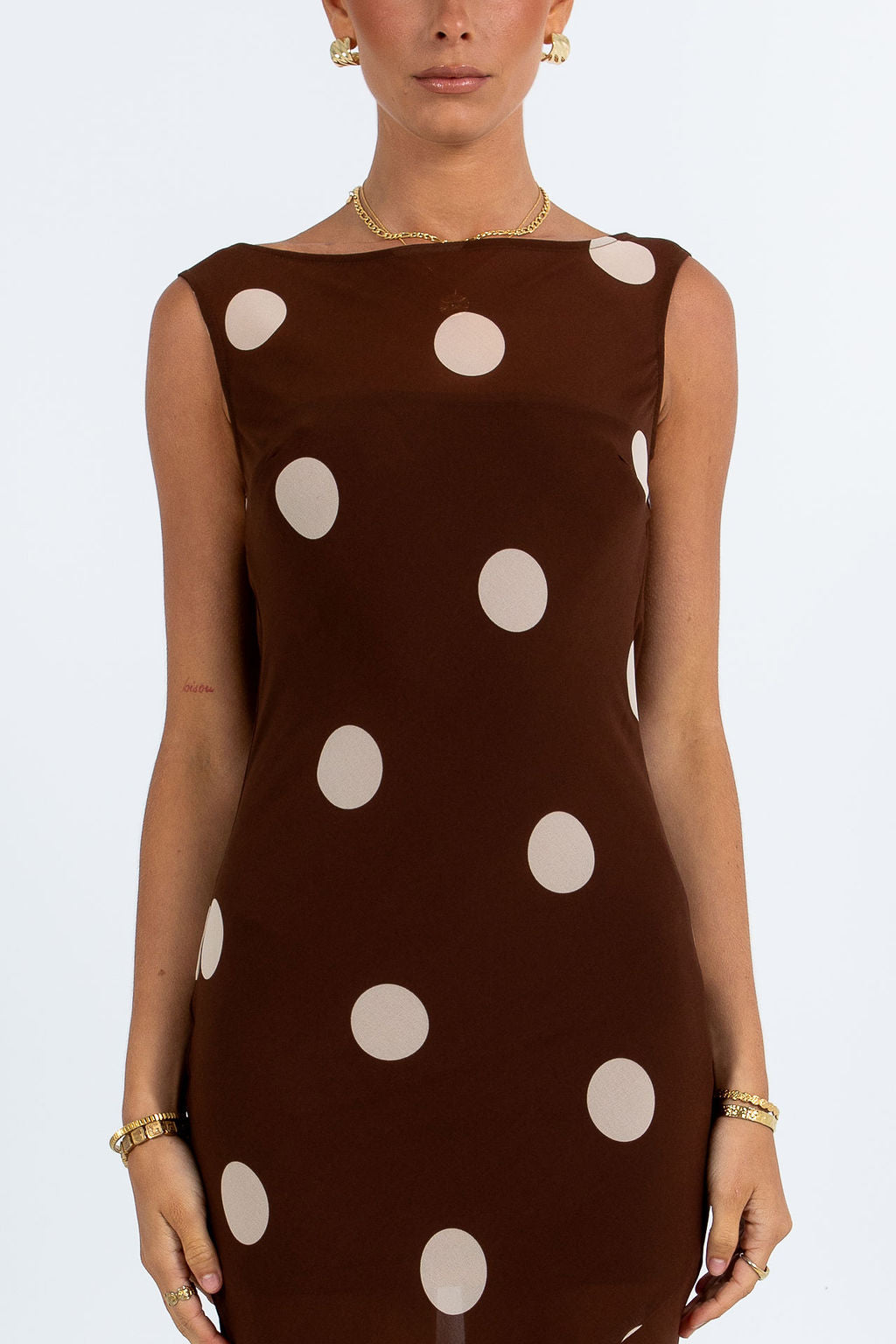 Saige Maxi Dress - Chocolate/ Mocha Polka Dot