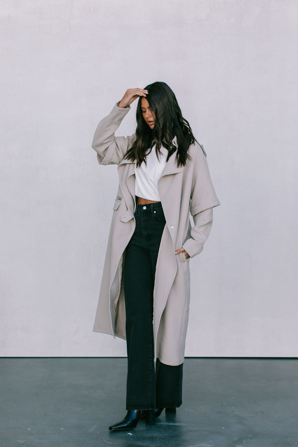 Sarah Trench Coat - Stone Grey