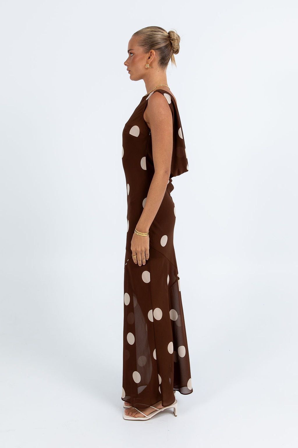 Saige Maxi Dress - Chocolate/ Mocha Polka Dot