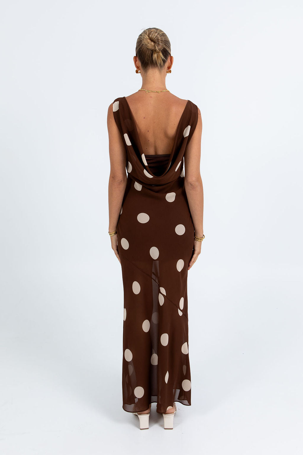 Saige Maxi Dress - Chocolate/ Mocha Polka Dot