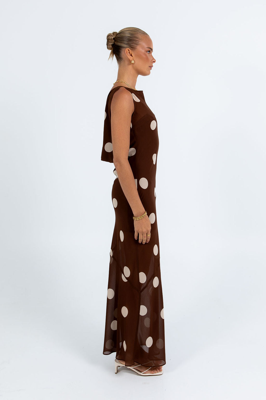 Saige Maxi Dress - Chocolate/ Mocha Polka Dot