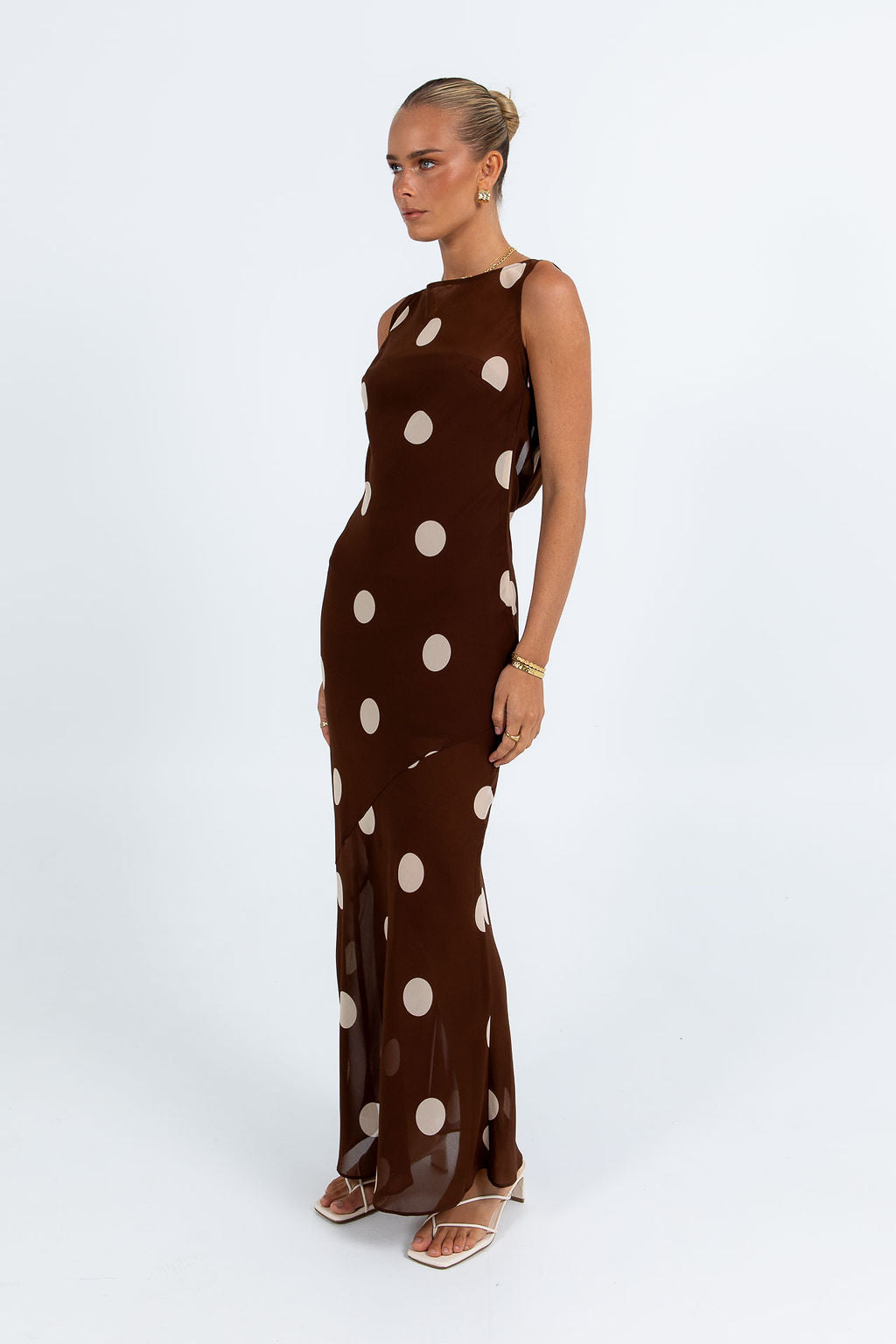 Saige Maxi Dress - Chocolate/ Mocha Polka Dot