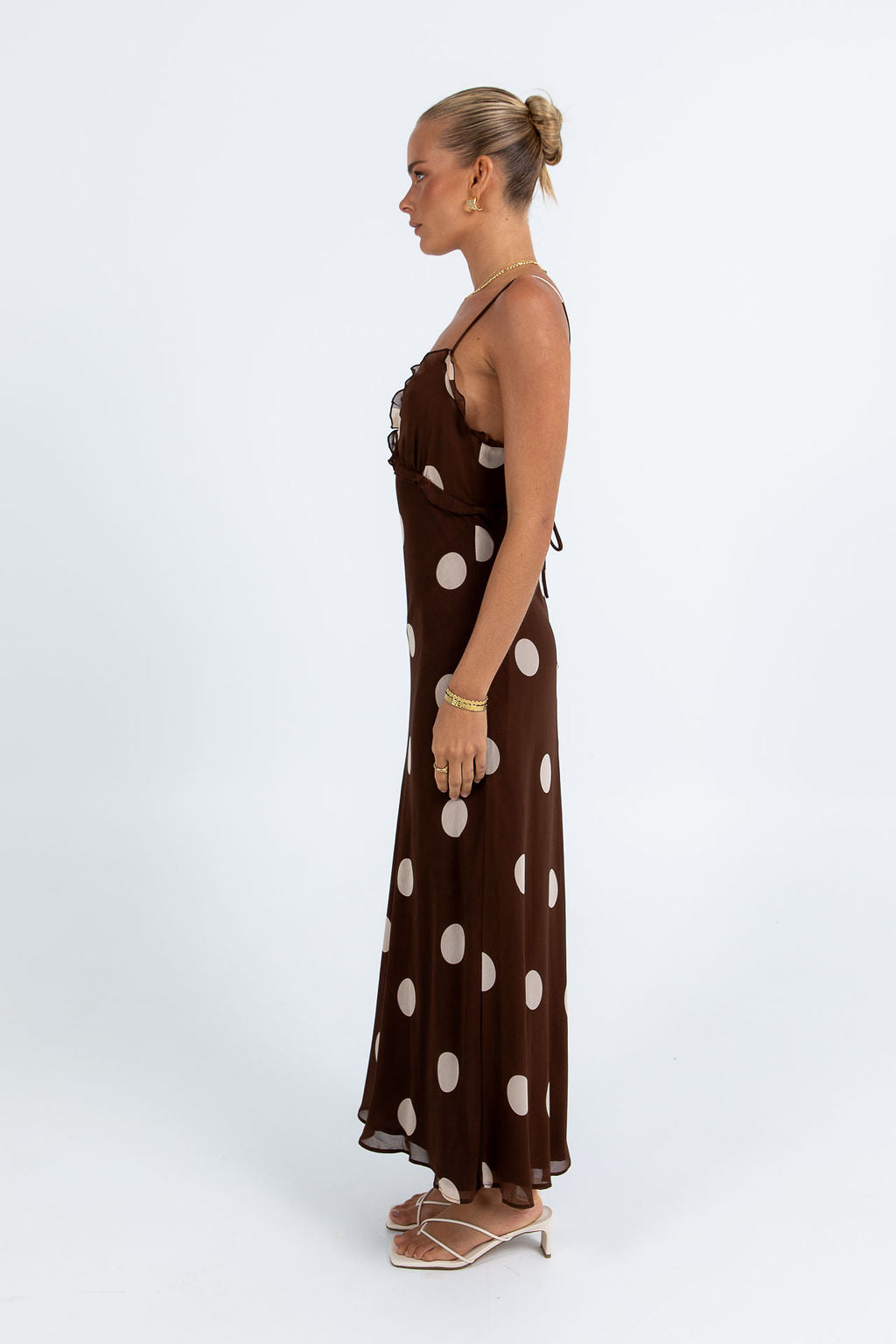 Isabelle Maxi Dress - Chocolate/Mocha Polka Dot