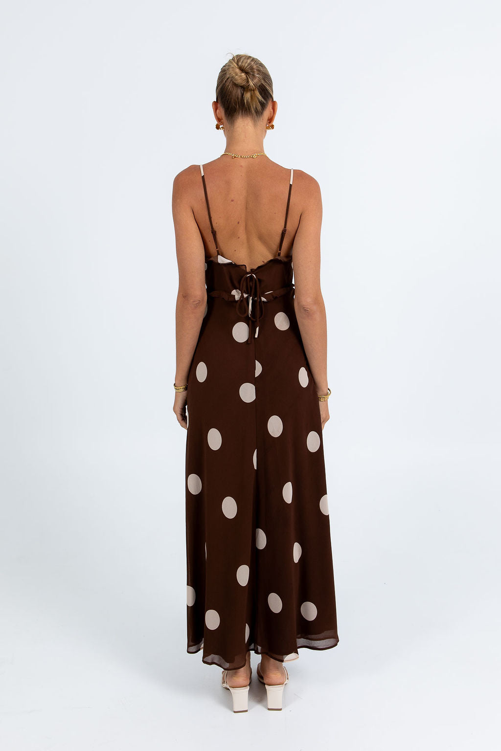 Isabelle Maxi Dress - Chocolate/Mocha Polka Dot