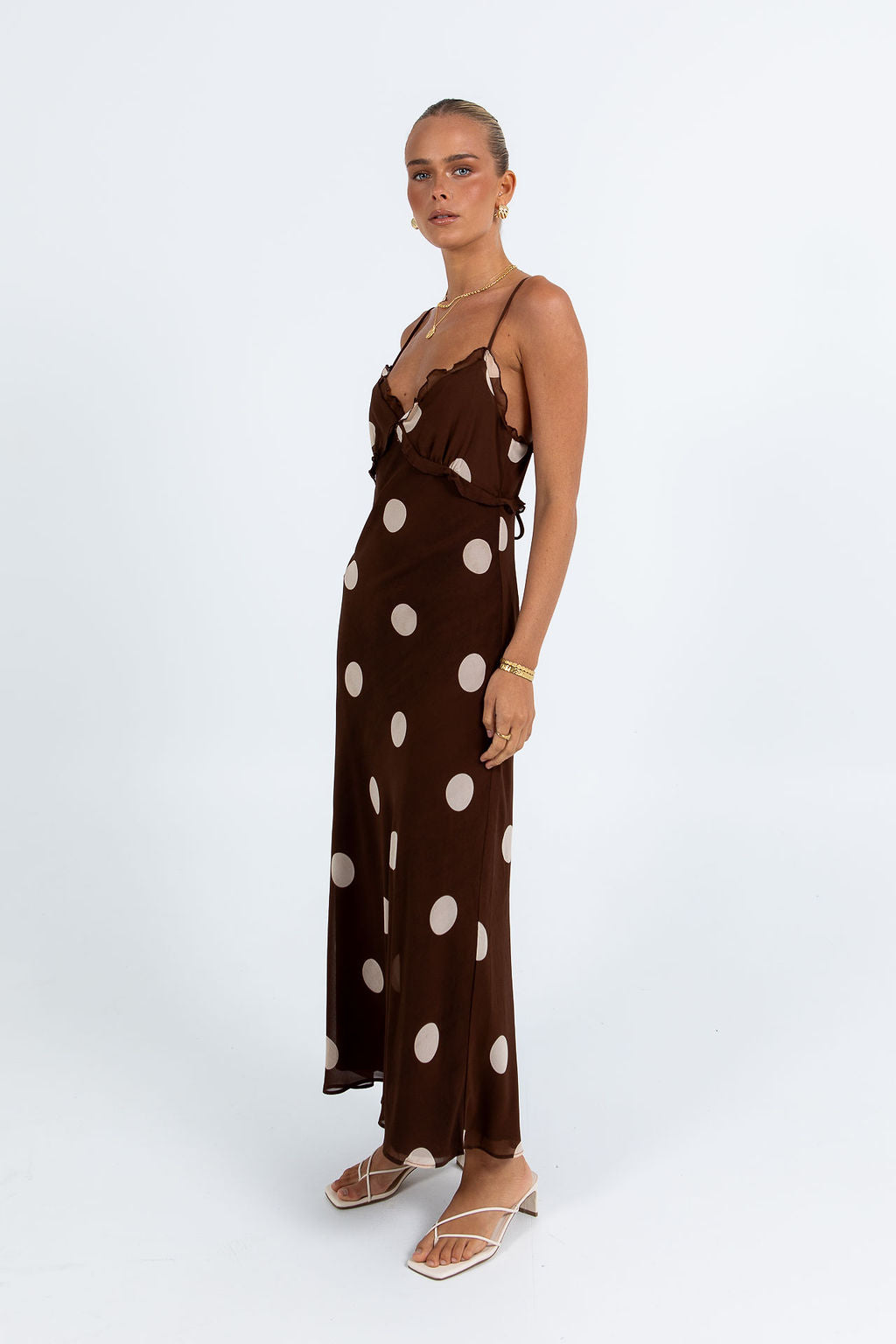 Isabelle Maxi Dress - Chocolate/Mocha Polka Dot
