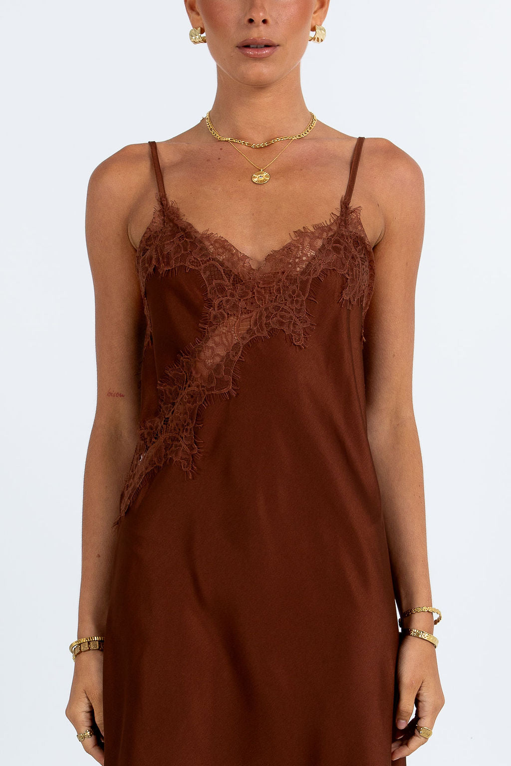 Hallie Midi Dress - Chocolate Brown