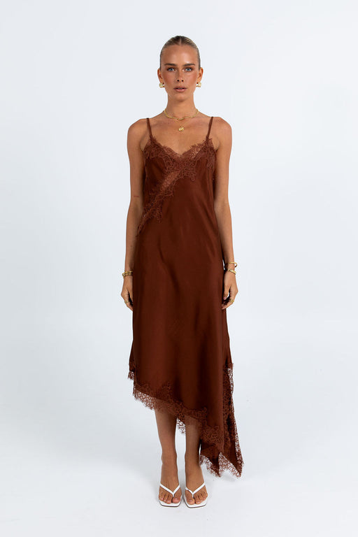 Hallie Midi Dress - Chocolate Brown