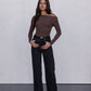 Juliette Long-sleeve Bodysuit - Chocolate Brown