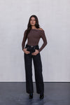 Juliette Long-sleeve Bodysuit - Chocolate Brown