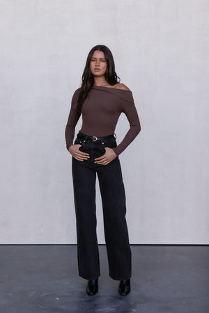 Juliette Long-sleeve Bodysuit - Chocolate Brown