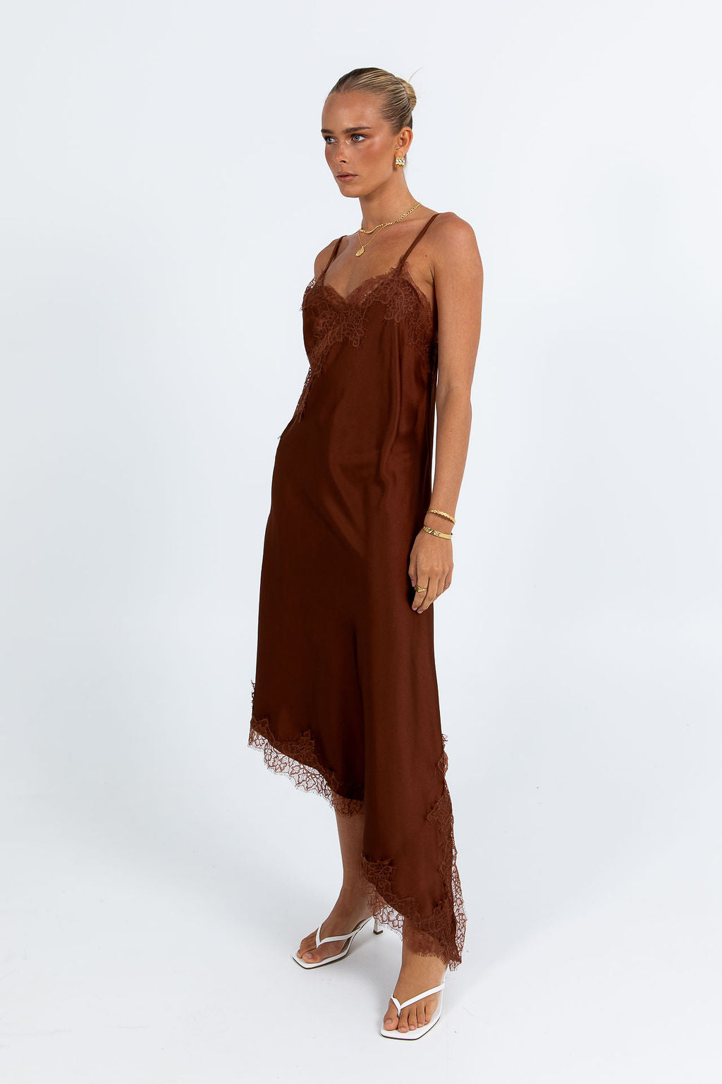 Hallie Midi Dress - Chocolate Brown