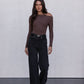 Juliette Long-sleeve Bodysuit - Chocolate Brown