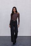 Juliette Long-sleeve Bodysuit - Chocolate Brown