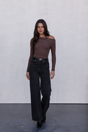 Juliette Long-sleeve Bodysuit - Chocolate Brown