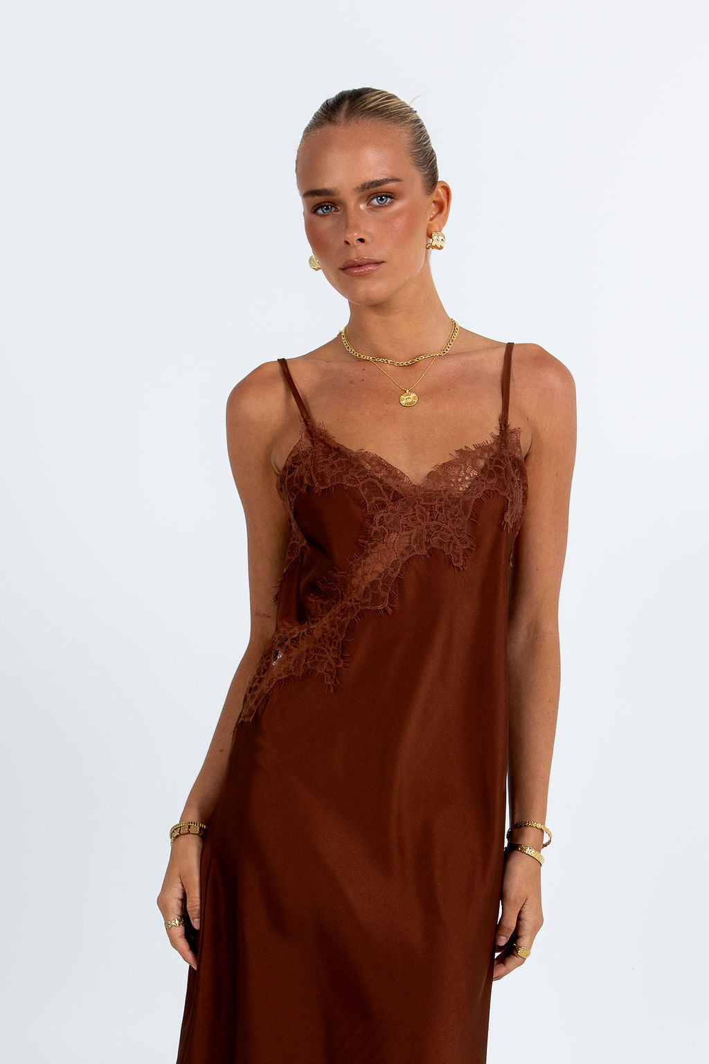 Hallie Midi Dress Brown