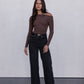 Juliette Long-sleeve Bodysuit - Chocolate Brown