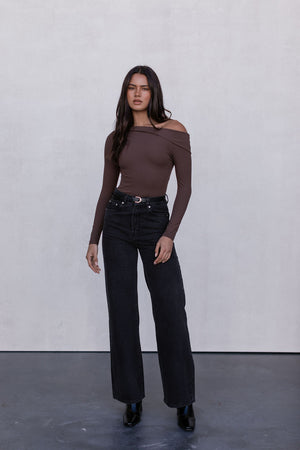 Juliette Long-sleeve Bodysuit - Chocolate Brown