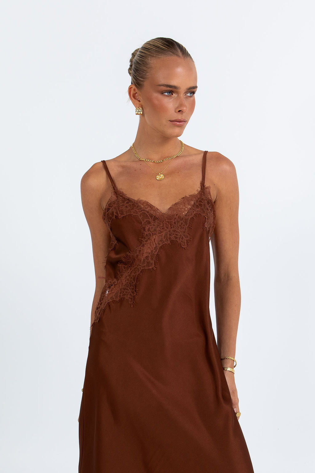Hallie Midi Dress Brown