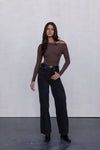 Juliette Long-sleeve Bodysuit - Chocolate Brown
