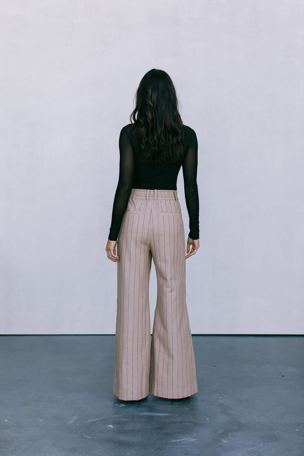 Flora Pants Beige Pinstripe