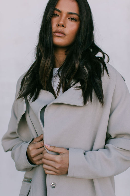 Sarah Trench Coat - Stone Grey