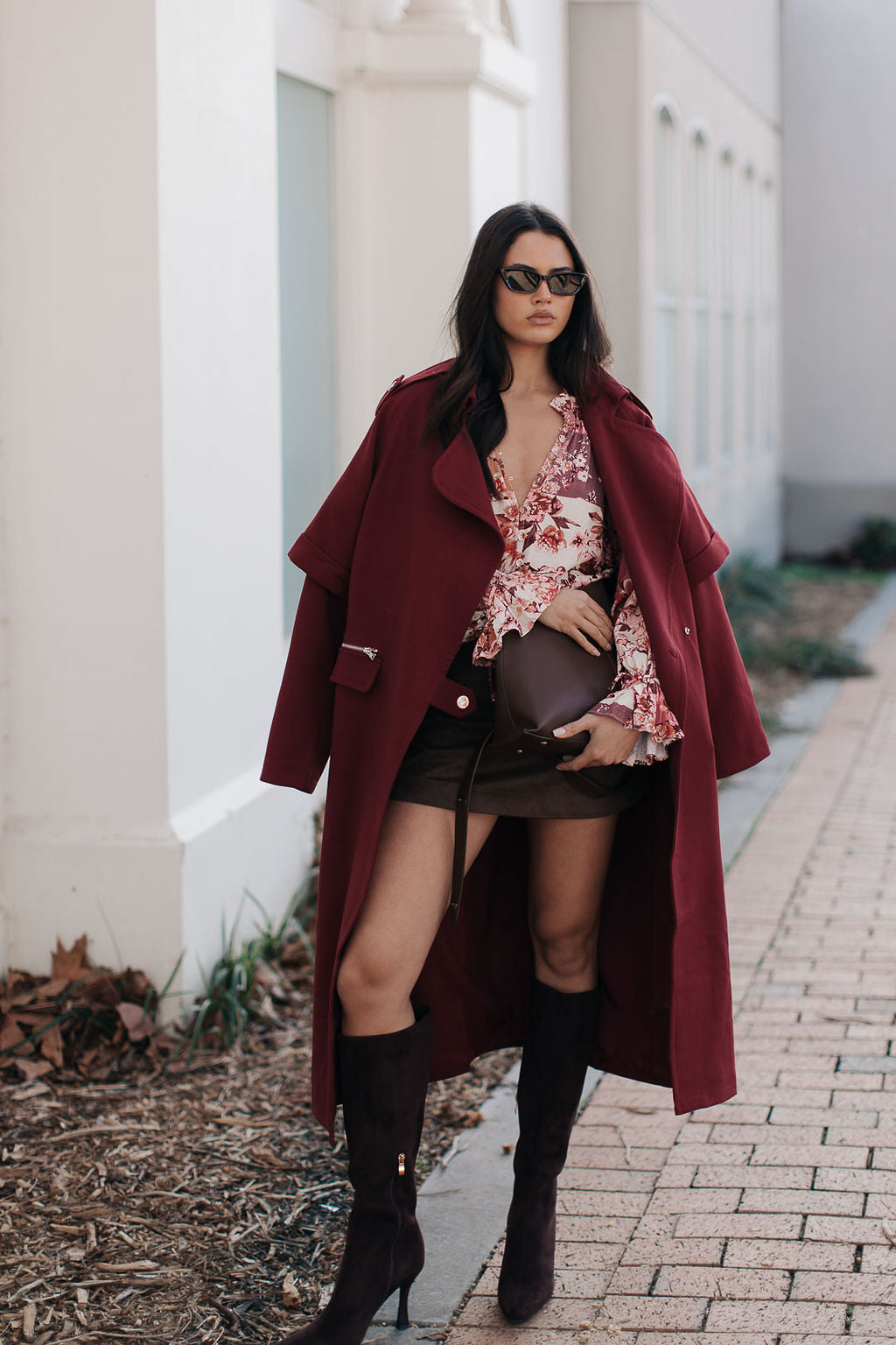 Sarah Trench Coat - Burgundy