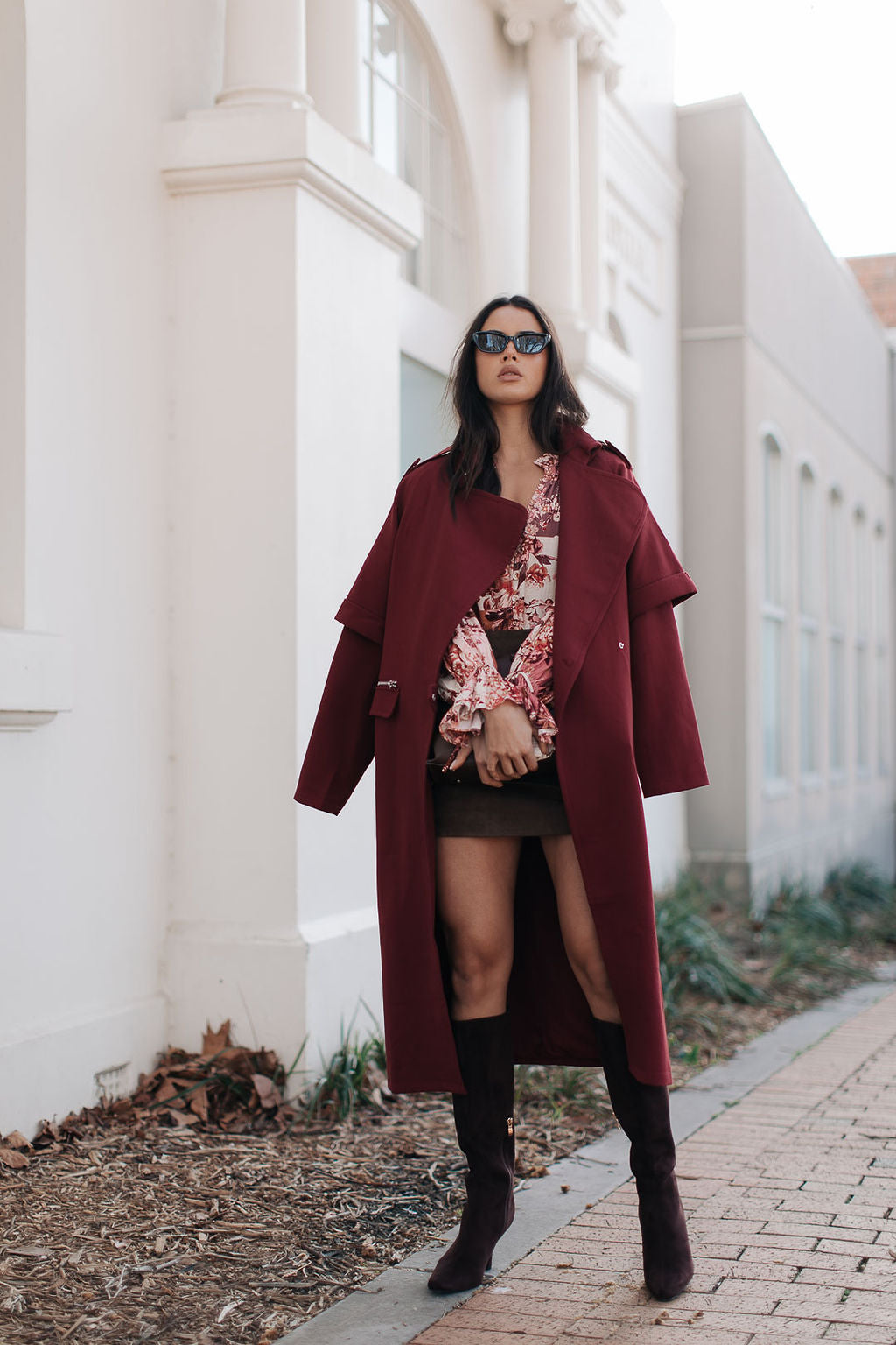 Sarah Trench Coat - Burgundy