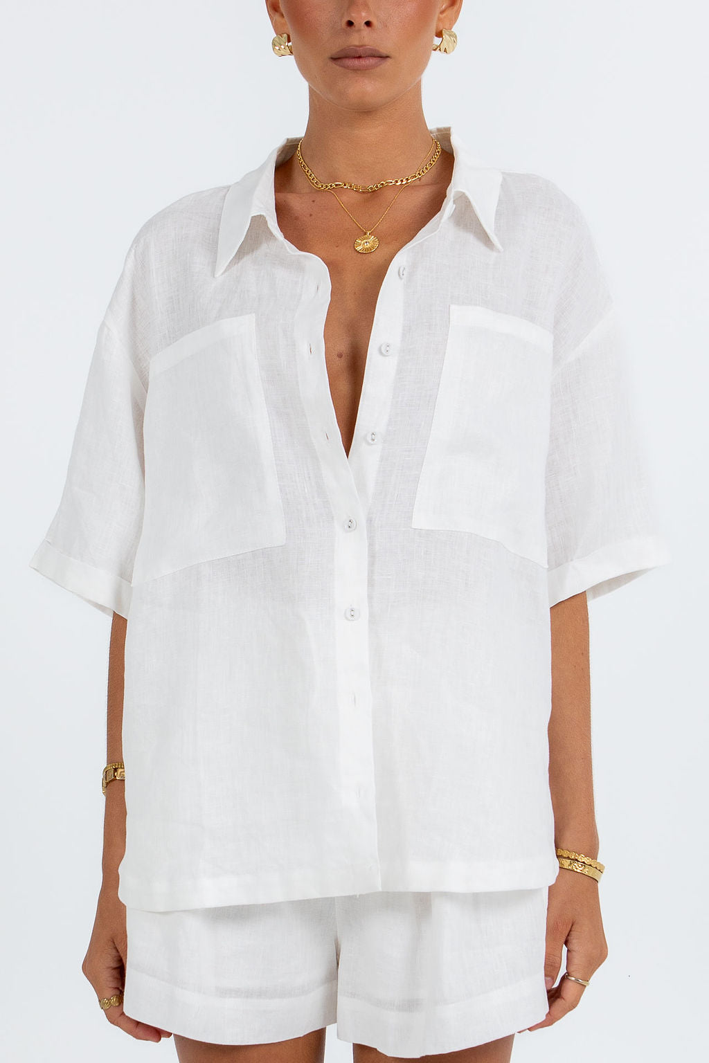 Galina Linen Short - White