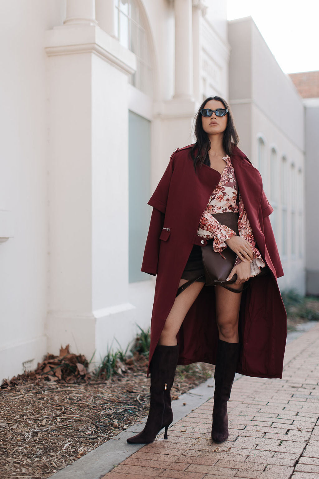 Sarah Trench Coat - Burgundy