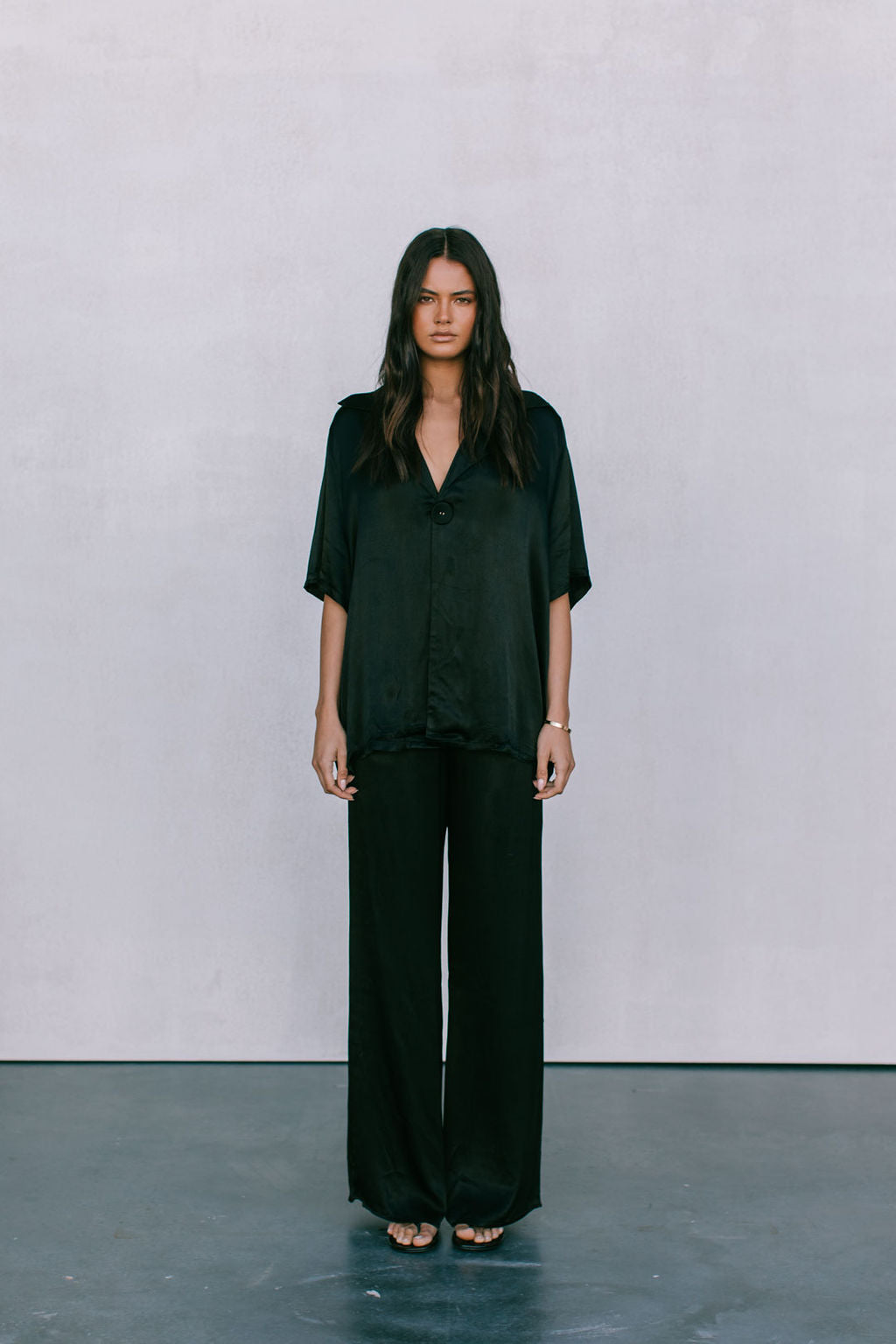 Francesca Shirt - Black Satin