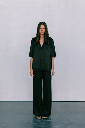 Francesca Shirt - Black Satin