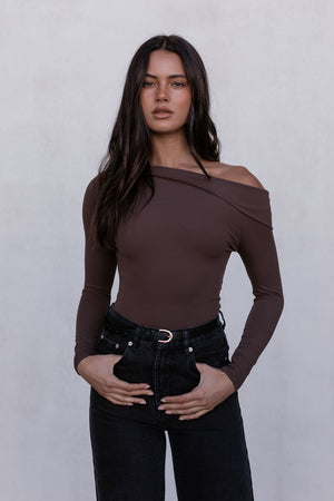 Juliette Long-sleeve Bodysuit - Chocolate Brown