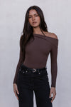 Juliette Long-sleeve Bodysuit - Chocolate Brown