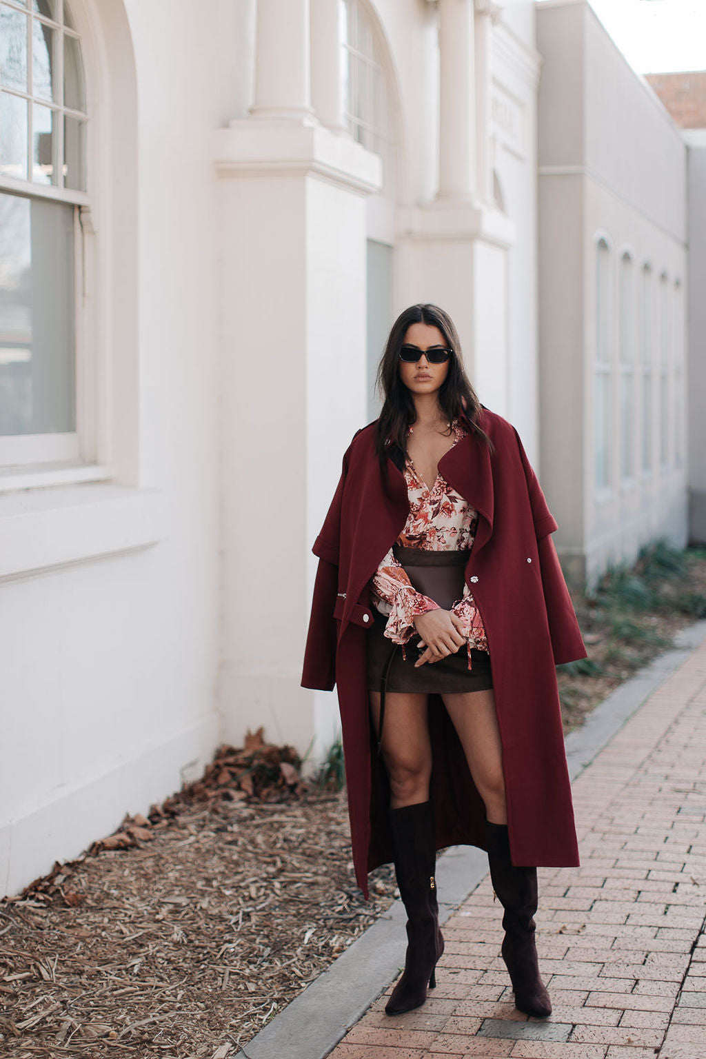 Sarah Trench Coat - Burgundy