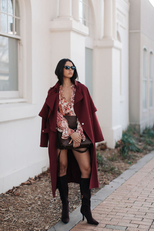 Sarah Trench Coat - Burgundy