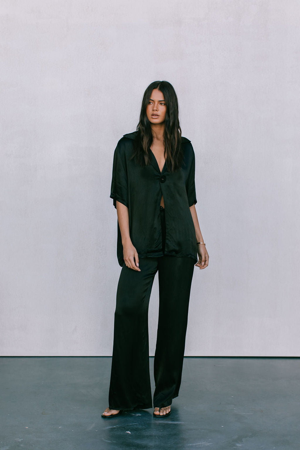 Francesca Shirt - Black Satin