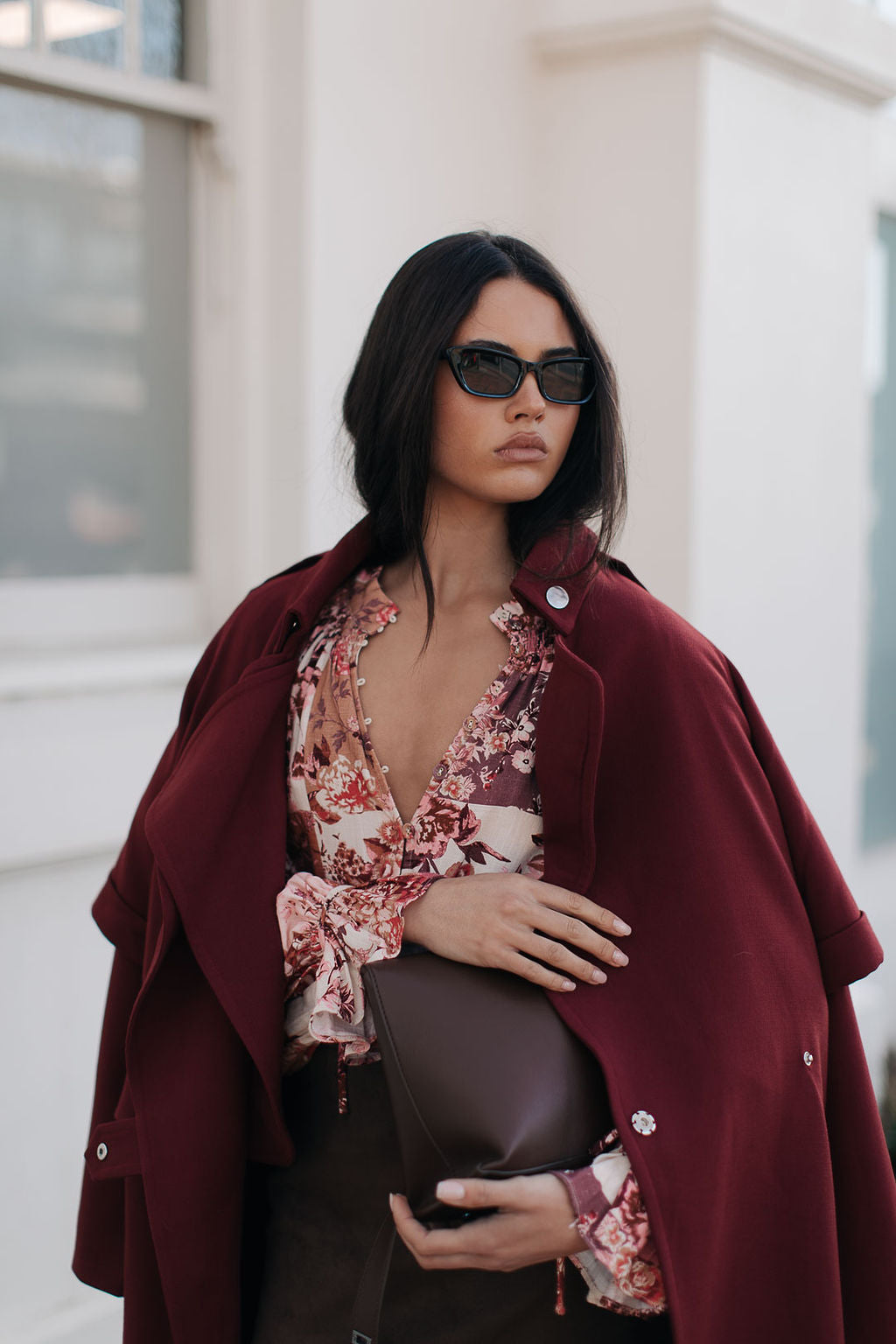 Sarah Trench Coat - Burgundy