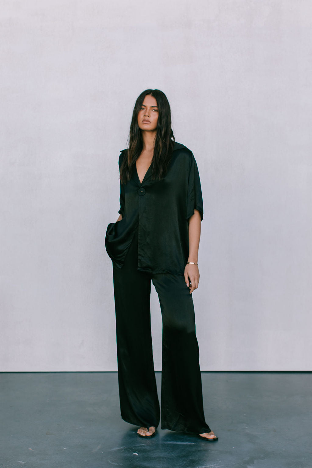 Francesca Shirt - Black Satin