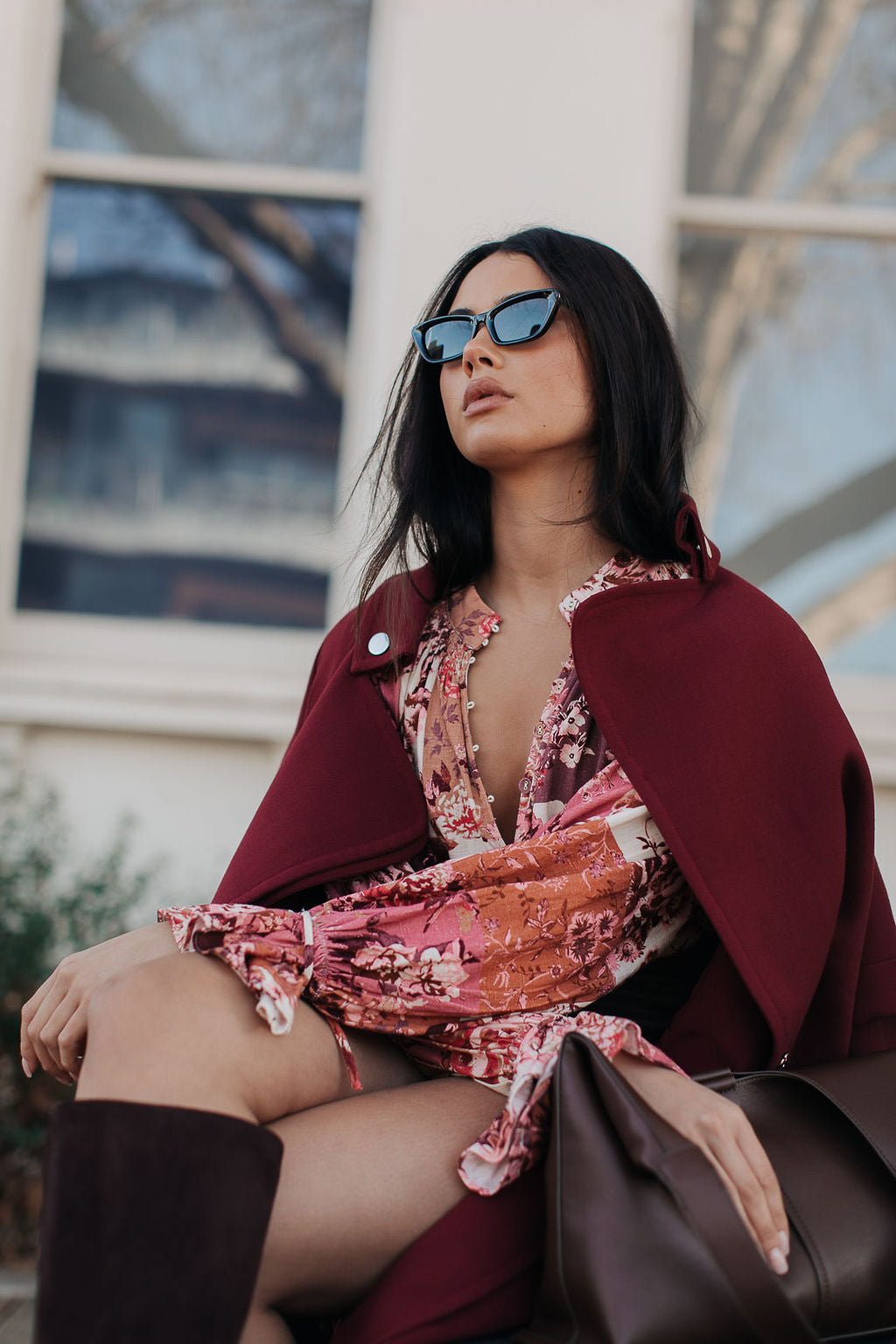 Sarah Trench Coat - Burgundy