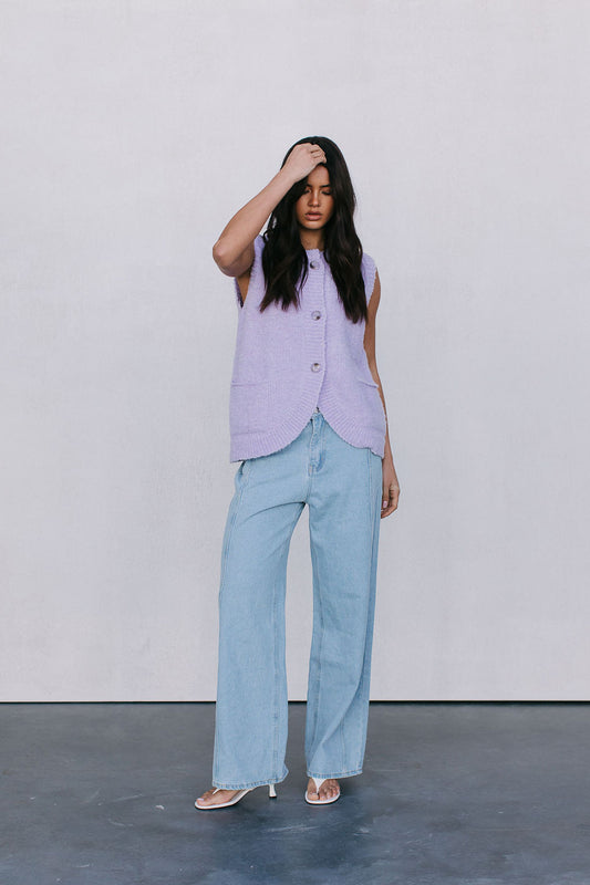 Nadia Knit Vest - Lilac Marle