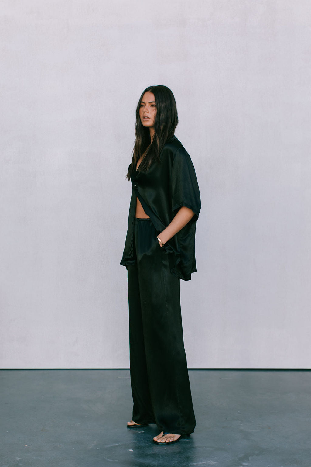 Francesca Shirt - Black Satin